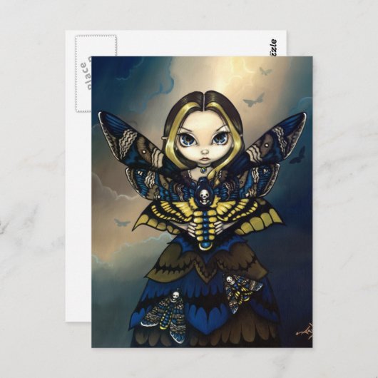 "Moth Queen: Acherontia Atropos Briefkaart (Voorkant / Achterkant)