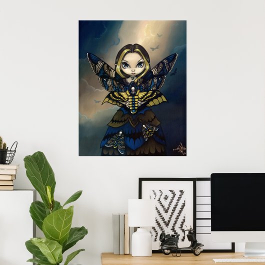 Moth Queen: Acherontia Atropos gothic fairy Print (Thuiskantoor)