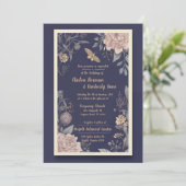 Moth, Roos & Thistle huwelijksuitnodiging Kaart (Staand voorkant)