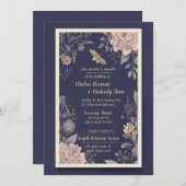 Moth, Roos & Thistle huwelijksuitnodiging Kaart (Voorkant / Achterkant)
