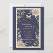 Moth, Roos & Thistle Wedding Invitation II Kaart (Voorkant)