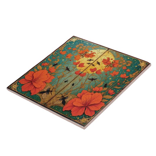 Moth Sanctuary Under the Moonlit Sky Tegeltje (Zijkant)