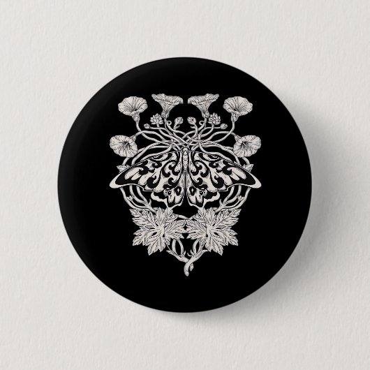Moth Talisman - Whimsigoth Screenprint Stijltekeni Ronde Button 5,7 Cm (Voorkant)
