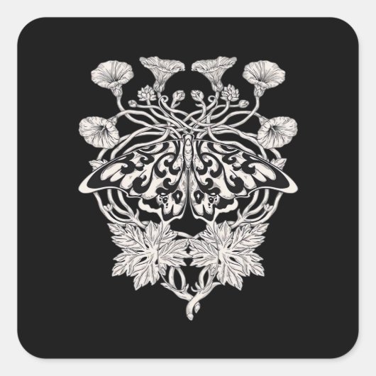 Moth Talisman - Whimsigoth Screenprint Stijltekeni Vierkante Sticker (Voorkant)