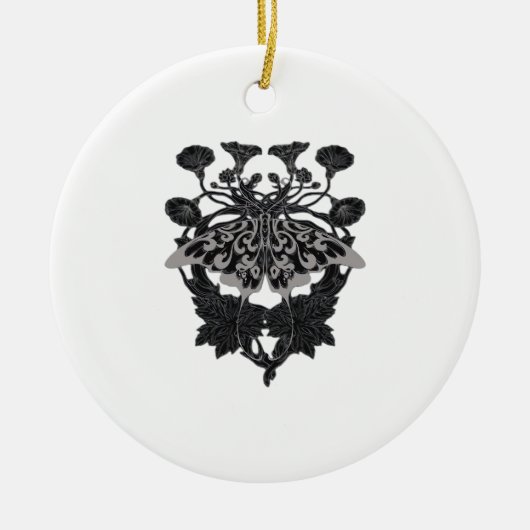 Moth Talisman - Whimsigoth Tekening - Witte Versie Keramisch Ornament (Voorkant)