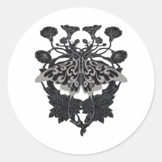 Moth Talisman - Whimsigoth Tekening - Witte Versie Ronde Sticker (Voorkant)