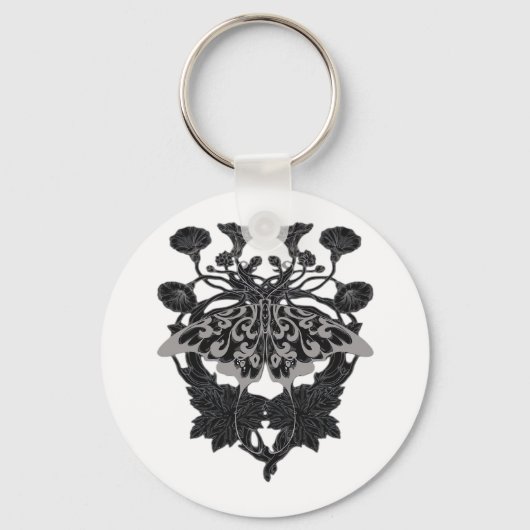 Moth Talisman - Whimsigoth Tekening - Witte Versie Sleutelhanger (Voorkant)