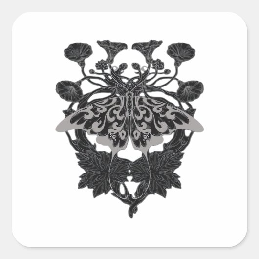 Moth Talisman - Whimsigoth Tekening - Witte Versie Vierkante Sticker (Voorkant)