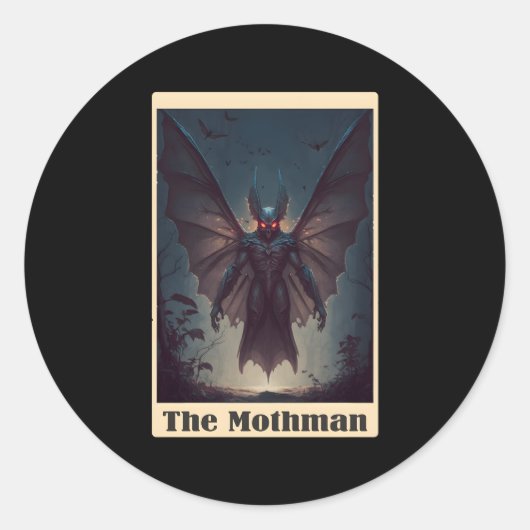 Moth Tarot Kaart Cryptid Cryptozoölogie Ronde Sticker (Voorkant)