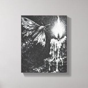 Moth to the Flame — door BurnsInHell Canvas Afdruk
