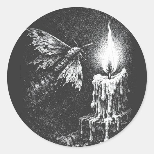 Moth to the Flame — door BurnsInHell Ronde Sticker (Voorkant)