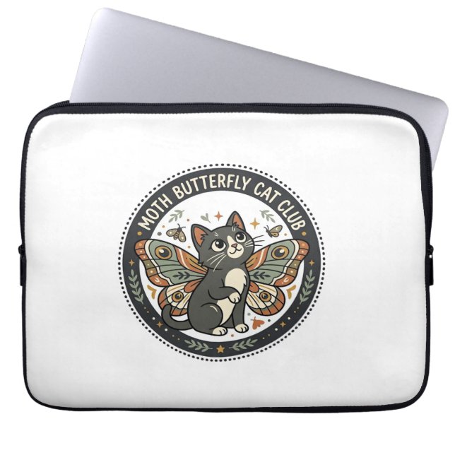 Moth Vlinder Kat POD Vector Kunst - Moth Vlinder Laptop Sleeve (Voorkant)