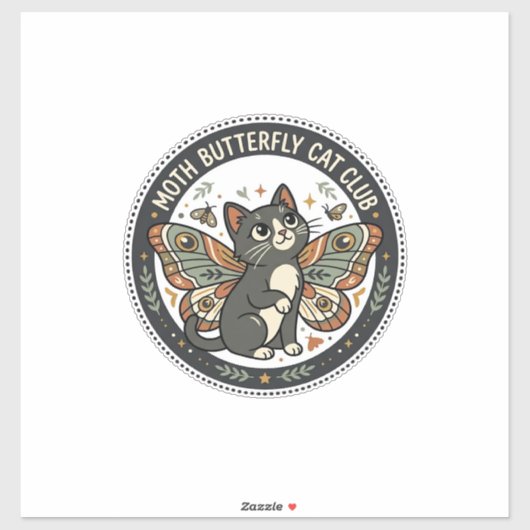 Moth Vlinder Kat POD Vector Kunst - Moth Vlinder Sticker (Vel)