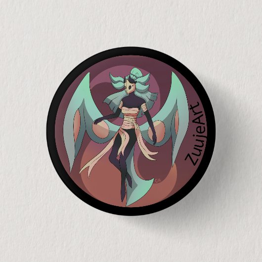 Moth women anime ronde button 3,2 cm (Voorkant)