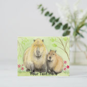 Mother and Baby Capybara Briefkaart (Staand voorkant)