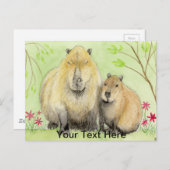 Mother and Baby Capybara Briefkaart (Voorkant / Achterkant)