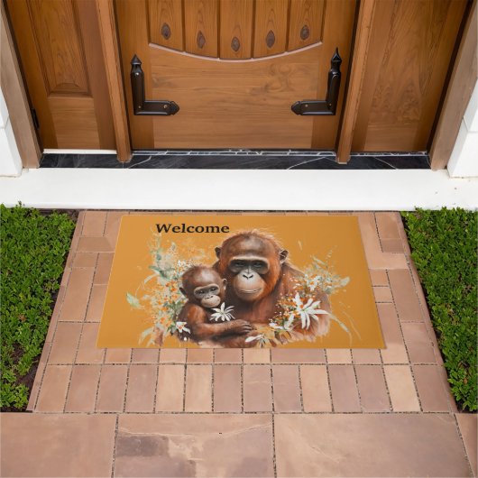 Mother and baby Chimp  Deurmat (Buiten)