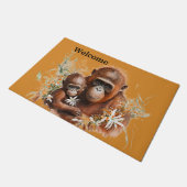 Mother and baby Chimp  Deurmat (Schuin)