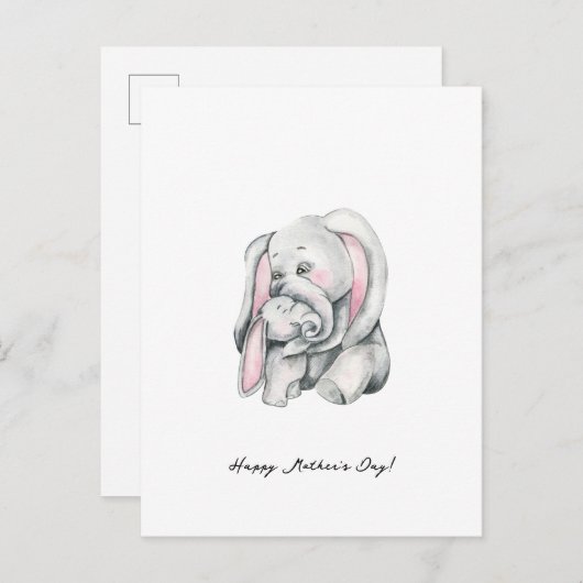 Mother And Baby Elephant Happy Mother's Day Card Briefkaart (Voorkant / Achterkant)