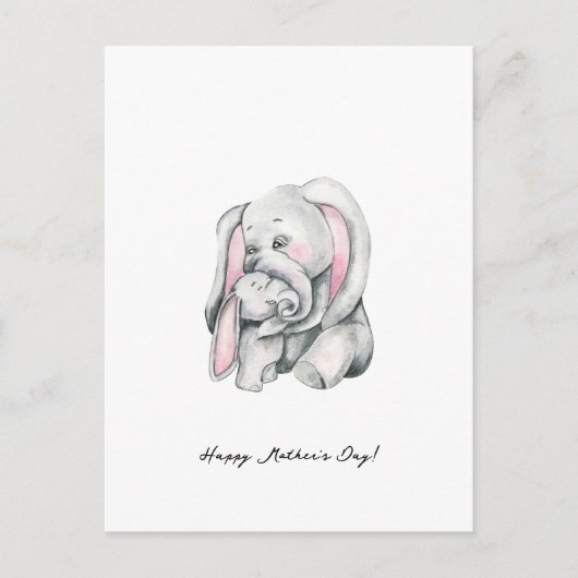 Mother And Baby Elephant Happy Mother's Day Card Briefkaart (Voorkant)