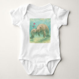 Mother and Baby Manatee Watercolor Illustration –  Romper