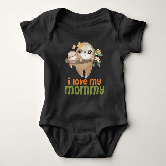 Mother and Baby Sloths Hanging on a Branch I love Romper (Voorkant)