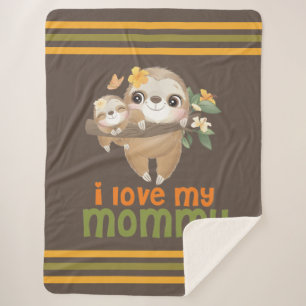 Mother and Baby Sloths Hanging on a Branch I love Sherpa Deken