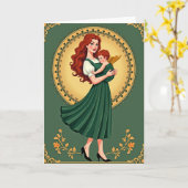 Mother And Child Art Card Kaart (Gele Bloem)