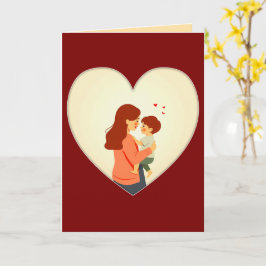 Mother and Child Love Illustration – Warm Family Kaart