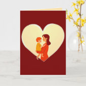 Mother and Child Love Illustration – Warm Family Kaart (Gele Bloem)