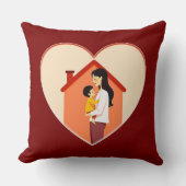 Mother and Child Love Illustration – Warm Family Kussen (Voorkant)