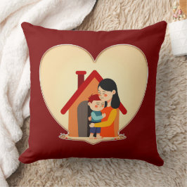 Mother and Child Love Illustration – Warm Family Kussen