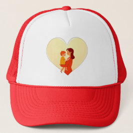 Mother and Child Love Illustration – Warm Family Trucker Pet