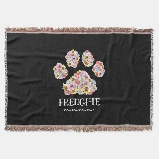 Mother Art Frenchie Mama Floral Paw French Bulldog Deken (Voorkant)