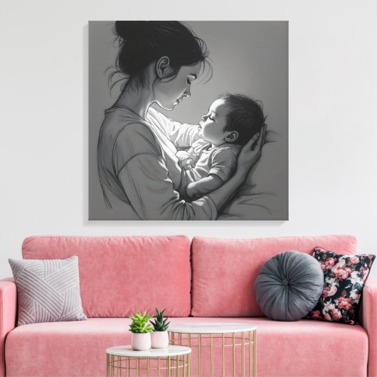 Mother & Baby artwork Canvas Afdruk (Insitu (Woonkamer))