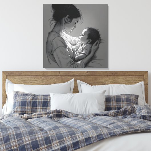Mother & Baby artwork Canvas Afdruk (Insitu (Slaapkamer))
