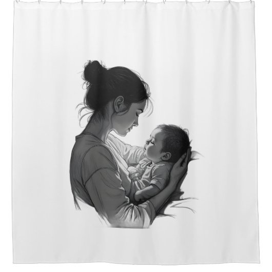 Mother & Baby artwork Douchegordijn (Voorkant)