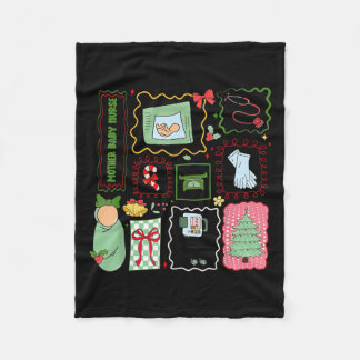 Mother Baby Nurse Christmas Stamp Postpartum Mater Fleece Deken