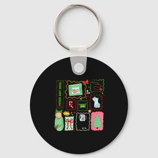 Mother Baby Nurse Christmas Stamp Stpartum Materni Sleutelhanger (Voorkant)