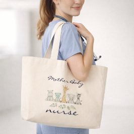 Mother Baby Nurse Safari Jungle Animal Nursery Grote Tote Bag