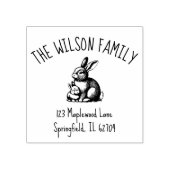 Mother & Baby Rabbit Family Return Address Stamp Rubberstempel (Afrduk)
