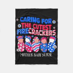 Mother By Nurse Patriotic USA Vlag Amerikaans Inde Fleece Deken