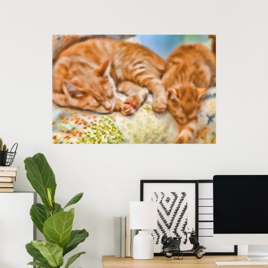 MOTHER CAT KITTEN NAP POSTER (Thuiskantoor)