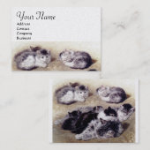 MOTHER CAT MET KITTENS White Pearl paper Visitekaartje (Voorkant / Achterkant)