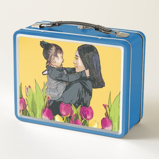 Mother & Child Love Illustration Metal Lunchbox (Achterkant)