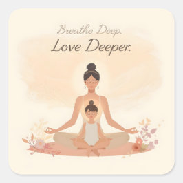 Mother & Child Meditation Serenity Art Vierkante Sticker
