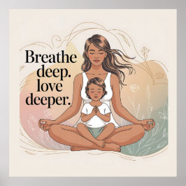 Mother Child Mindfulness Meditation Art Poster