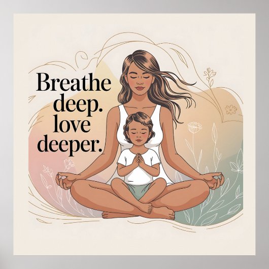 Mother Child Mindfulness Meditation Art Poster (Voorkant)