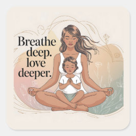 Mother Child Mindfulness Meditation Art Vierkante Sticker