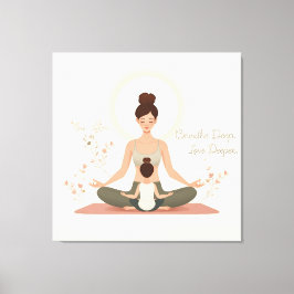 Mother Child Yoga Meditation Art Canvas Afdruk
